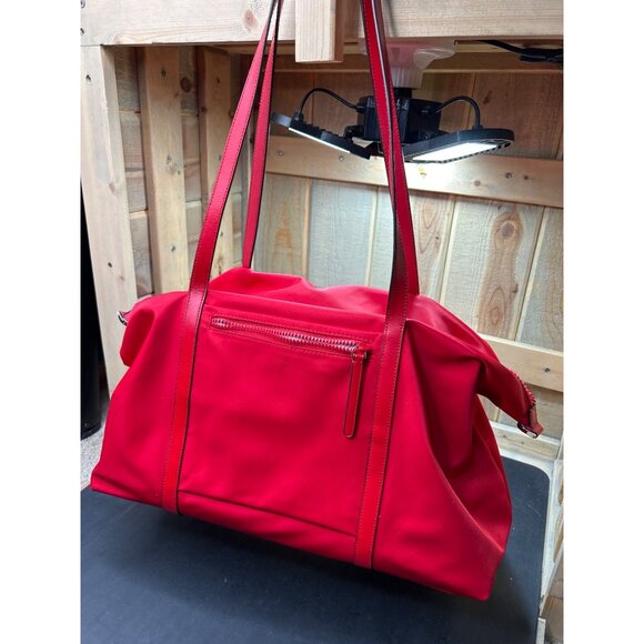 Kate Spade Red Jae Weekender Bag Nylon Large Lightweight Travel Tote - Picture 9 of 14